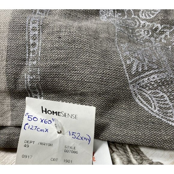 Elephant Table Cloth Grey Fringe 50”x 60” Size Home Decor - Picture 3 of 8